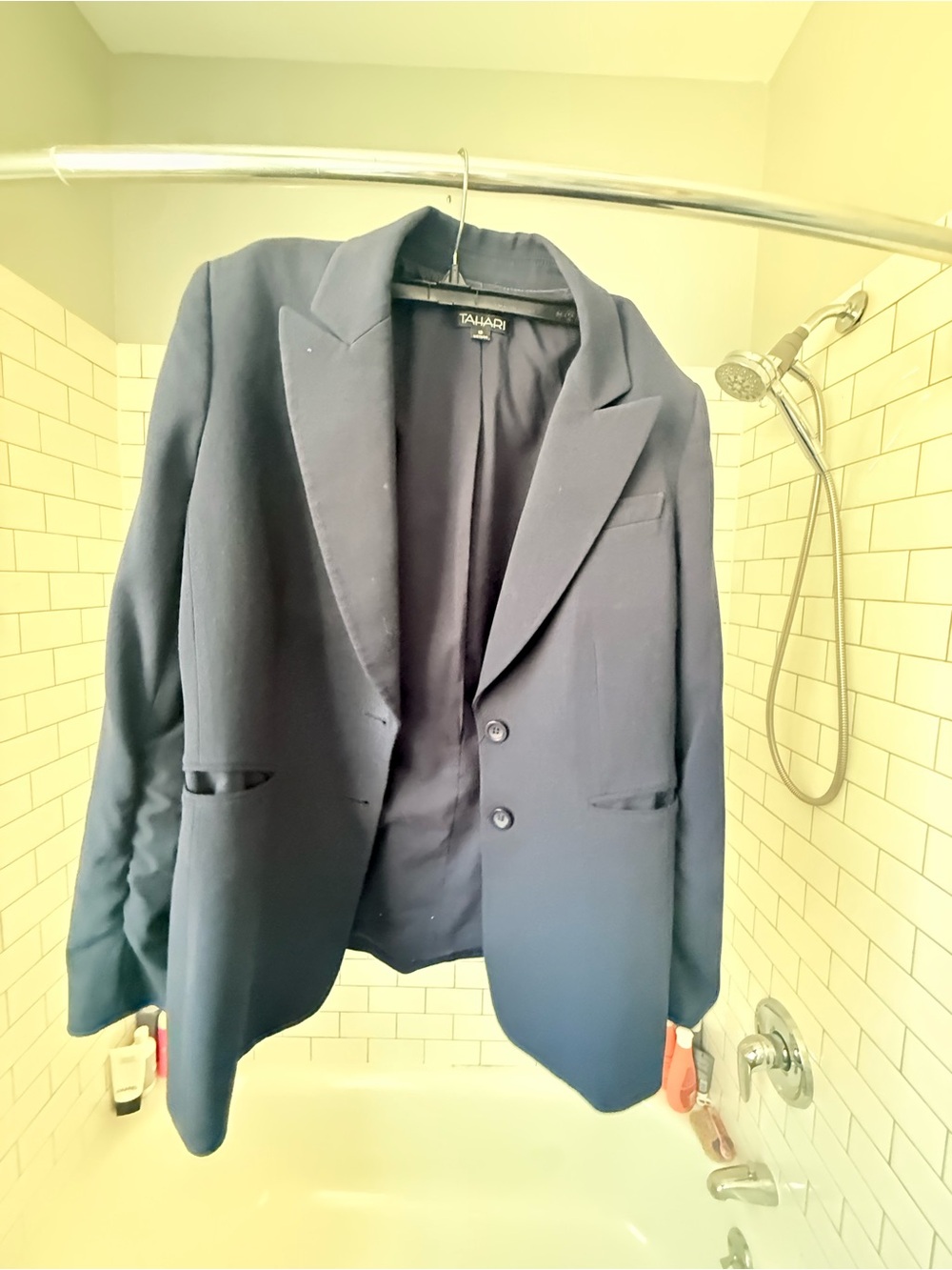 Tahari Navy Blue Blazer - Two-Button Blazer
